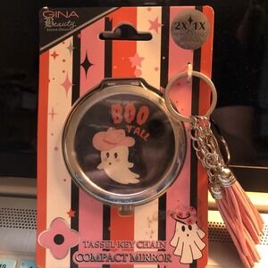 Tassel Keychain & Compact Magnifying Mirror Ghost Cowboy Tassels Boo Y'All New